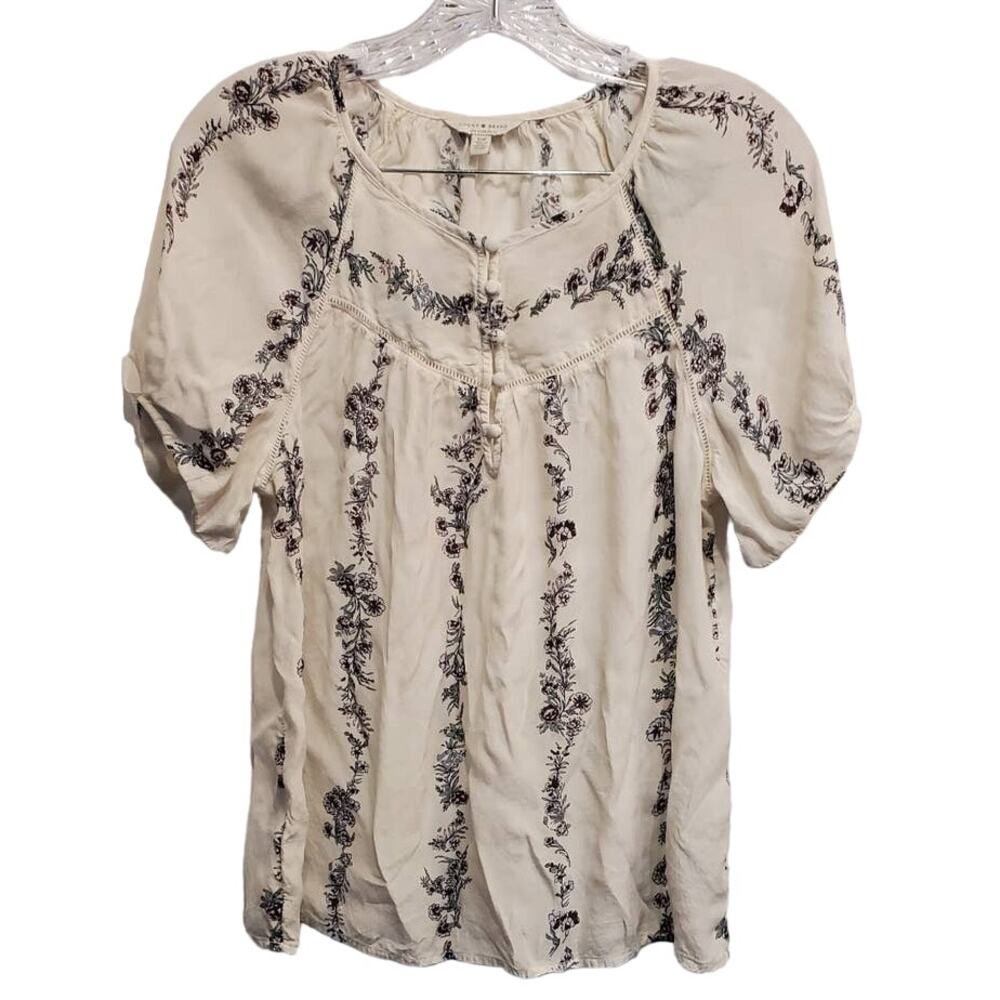 Lucky Brand Women's Short Sleeve Floral Flowy Shirt Size Small